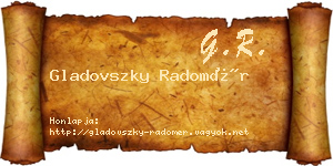 Gladovszky Radomér névjegykártya
